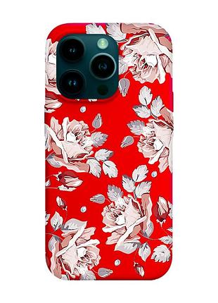 Матовый красный чехол на apple iphone 14 pro :: фон розы (принт 273)