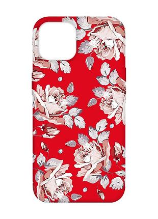 Матовый красный чехол на apple iphone 14 :: фон розы (принт 273)