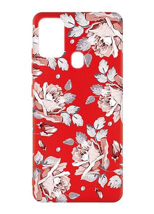 Матовый красный чехол на samsung galaxy m30s/m21 :: фон розы (принт 273)