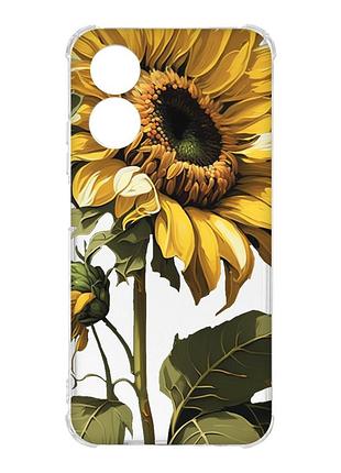 Чехол с утолщёнными углами на oppo a17 :: подсолнечник (принт 274)