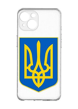 Прозорий чохол із захистом камер на iphone 15 :: тризуб україна (принт 256)