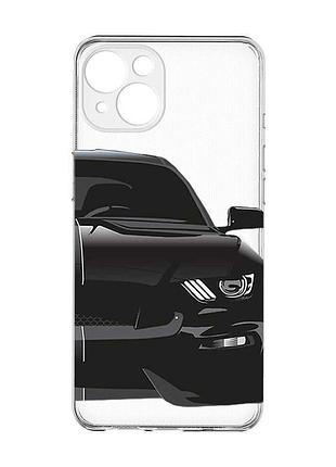 Прозрачный чехол с защитой камер на iphone 15 :: авто чёрное (принт 232)