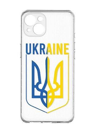 Прозрачный чехол с защитой камер на iphone 15 plus :: тризуб (принт 254)