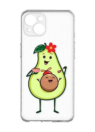 Прозорий чохол із захистом камер на iphone 15 plus :: малюк авокадо (принт 309)