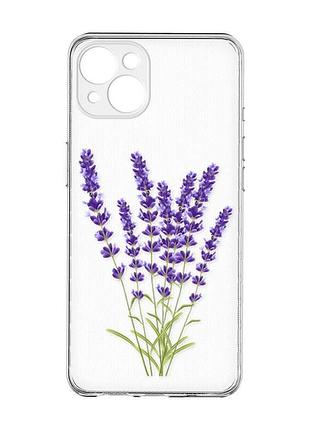 Прозорий чохол із захистом камер на iphone 15 plus :: лаванда (принт 28)