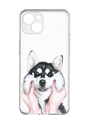 Прозорий чохол із захистом камер на iphone 15 plus :: мордочка (принт 121)