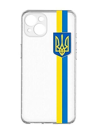 Прозрачный чехол с защитой камер на iphone 15 plus :: лента украина (принт 253)