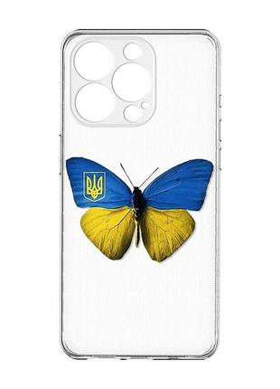 Чохол із захистом камери на iphone 15 pro :: метелик україна (принт 255)