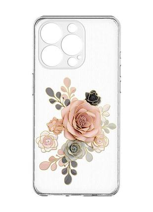 Чохол із захистом камери на iphone 15 pro :: троянди (принт 275)