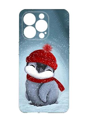 Чохол із захистом камери на iphone 15 pro max :: пінгвіненя у шапочці (принт 157)