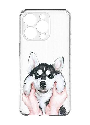 Прозрачный чехол с защитой камеры на iphone 15 pro :: мордочка (принт 121)