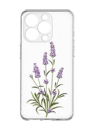 Чохол із захистом камери на iphone 15 pro :: гілочки лаванди (принт 266)