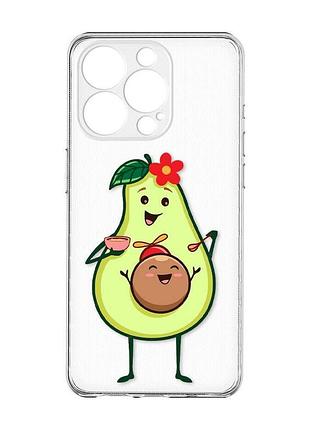 Прозрачный чехол с защитой камеры на iphone 15 pro max :: малыш авокадо (принт 309)