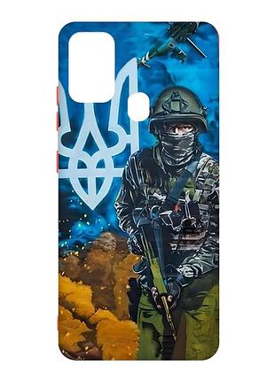 Матовый чехол с красными боками на samsung galaxy m30s/m21 :: защитник (принт 349)