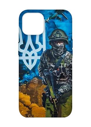 Матовий чохол з рожевими боками на apple iphone 14 :: військовий (патріотичний принт 349)