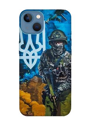 Матовый чехол с бирюзовыми боками на apple iphone 13 :: защитник (принт 349)