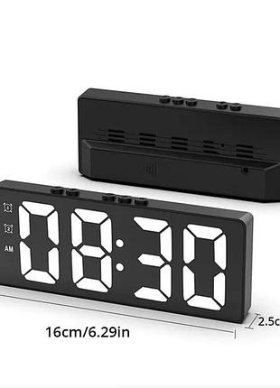 Настільний дзеркальний годинник із будильником led mirror table clock black-01, athand