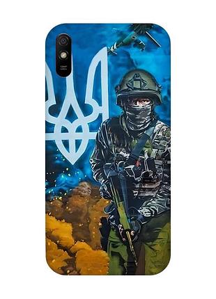 Матовый чехол с красными боками на xiaomi redmi 9a :: защитник (принт 349)