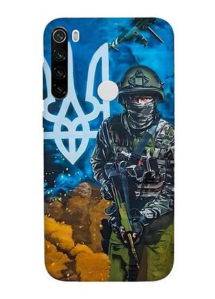 Матовый чехол с черными боками на xiaomi redmi note 8t :: защитник (патриотический принт 349)