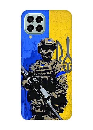 Чехол на samsung galaxy m33 5g :: солдат (патриотический принт 350)