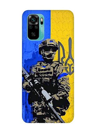 Матовий чохол з чорними боками на xiaomi redmi note 10 / note 10s :: солдат (патріотичний принт 350)