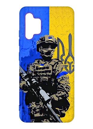 Матовый чехол с розовыми боками на samsung galaxy a32 :: солдат (патриотический принт 350)