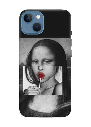Матовий чорний чохол на apple iphone 13 :: сучасна мона ліза (принт 351)