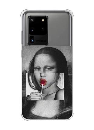 Чехол с утолщёнными углами для samsung galaxy s20 ultra :: современная мона лиза (принт 351)