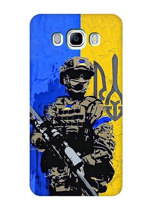Матовый чехол с бирюзовыми боками на samsung galaxy j7(2016) j710 :: солдат (патриотический принт 350)