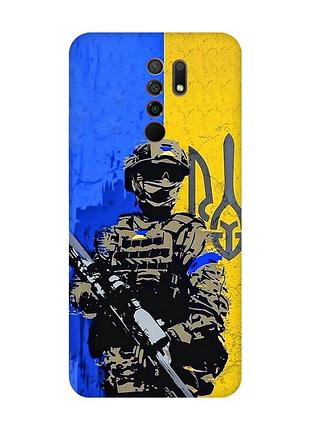 Матовый чехол с красными боками на xiaomi redmi 9 :: солдат (патриотический принт 350)