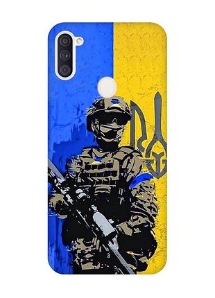 Матовий чохол з рожевими боками на samsung galaxy a11 :: солдат (патріотичний принт 350)