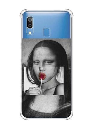 Чехол с утолщёнными углами на samsung galaxy a30(2019)/a20(2019) :: современная мона лиза (принт 351)