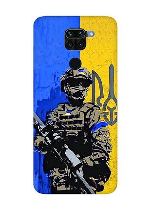 Матовый чехол с розовыми боками на xiaomi redmi note 9 :: солдат (патриотический принт 350)