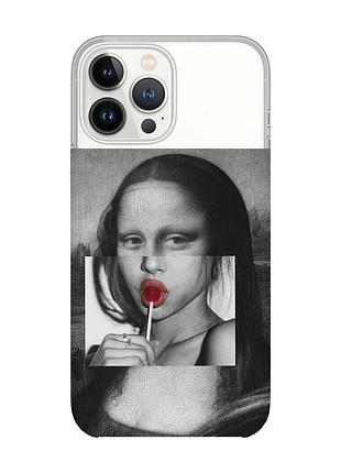 Чехол с защитой камеры на iphone 14 pro :: современная мона лиза (принт 351)