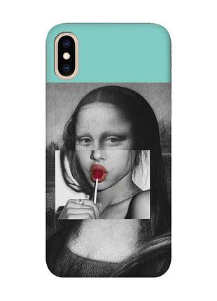 Матовий бірюзовий чохол на iphone xs max :: сучасна мона ліза (принт 351)