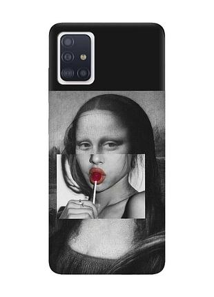 Матовый черный чехол на samsung galaxy a71 / a715 :: современная мона лиза (принт 351)