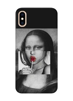 Матовий чорний чохол на iphone xs max :: сучасна мона ліза (принт 351)