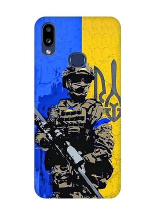 Матовий чохол з чорними боками на samsung galaxy a10ѕ a107 :: солдат (патріотичний принт 350)
