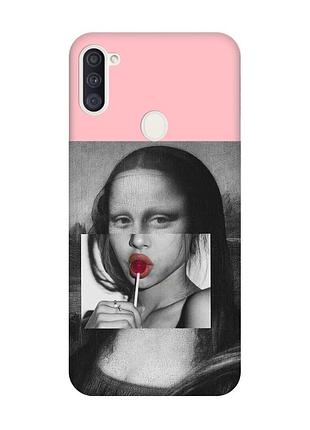 Матовий рожевий чохол на samsung galaxy a11 :: сучасна мона ліза (принт 351)
