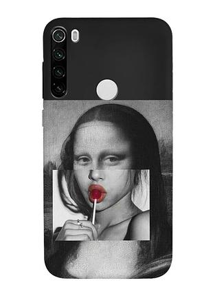 Матовый черный чехол на xiaomi redmi note 8t :: современная мона лиза (принт 351)