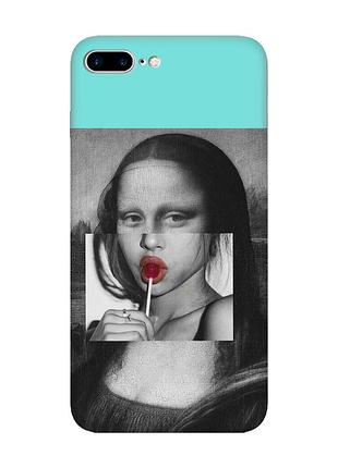 Матовый бирюзовый чехол на apple iphone 7 plus / iphone 8 plus :: современная мона лиза (принт 351)