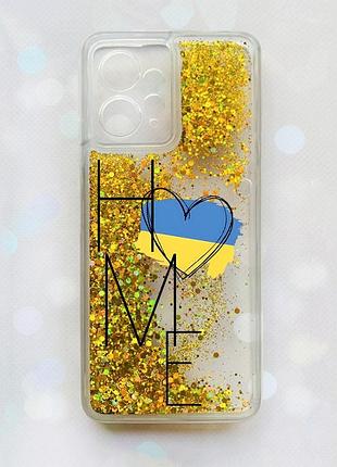 Чехол с плавающими блестками на xiaomi redmi note 12 4g золотой :: дом украина (принт 353)