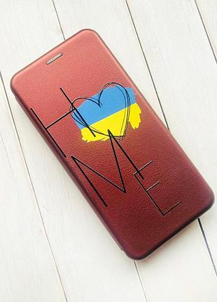 Чехол-книжка с рисунком на xiaomi redmi note 7/ redmi note 7 pro бордовый дом украина (принт 353) 2