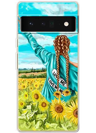 Чехол силиконовый с картинкой на google pixel 6 pro (патриотический, девушка украинка)