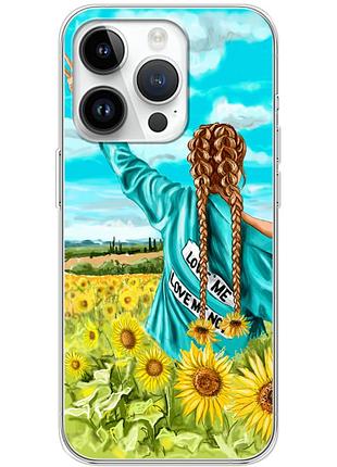 Чехол силиконовый с картинкой на iphone 15 pro (патриотический, девушка украинка)