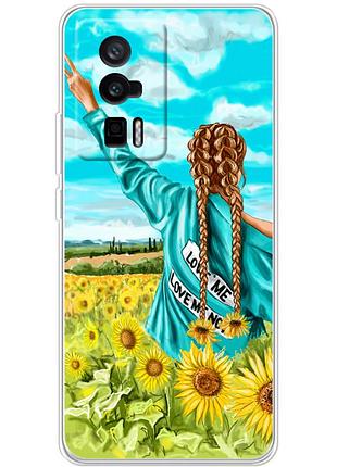 Чехол силиконовый с картинкой на xiaomi poco f5 pro (патриотический, девушка украинка)