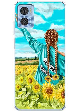 Чехол силиконовый с картинкой на motorola e22i (патриотический, девушка украинка)