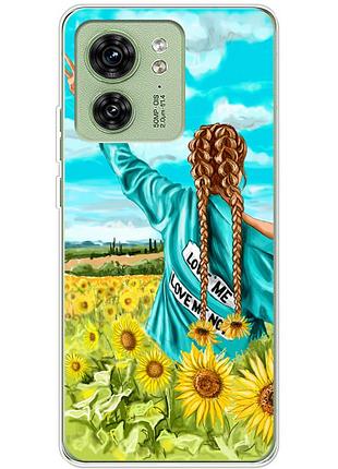 Чехол силиконовый с картинкой на motorola edge 40 (патриотический, девушка украинка)