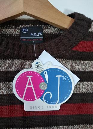Стильный базовый свитер/джемпер в полоску для маленького модника на 3-4 года a&j6 фото