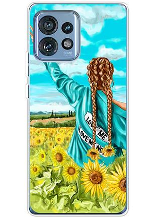 Чехол силиконовый с картинкой на motorola edge 40 pro (патриотический, девушка украинка)